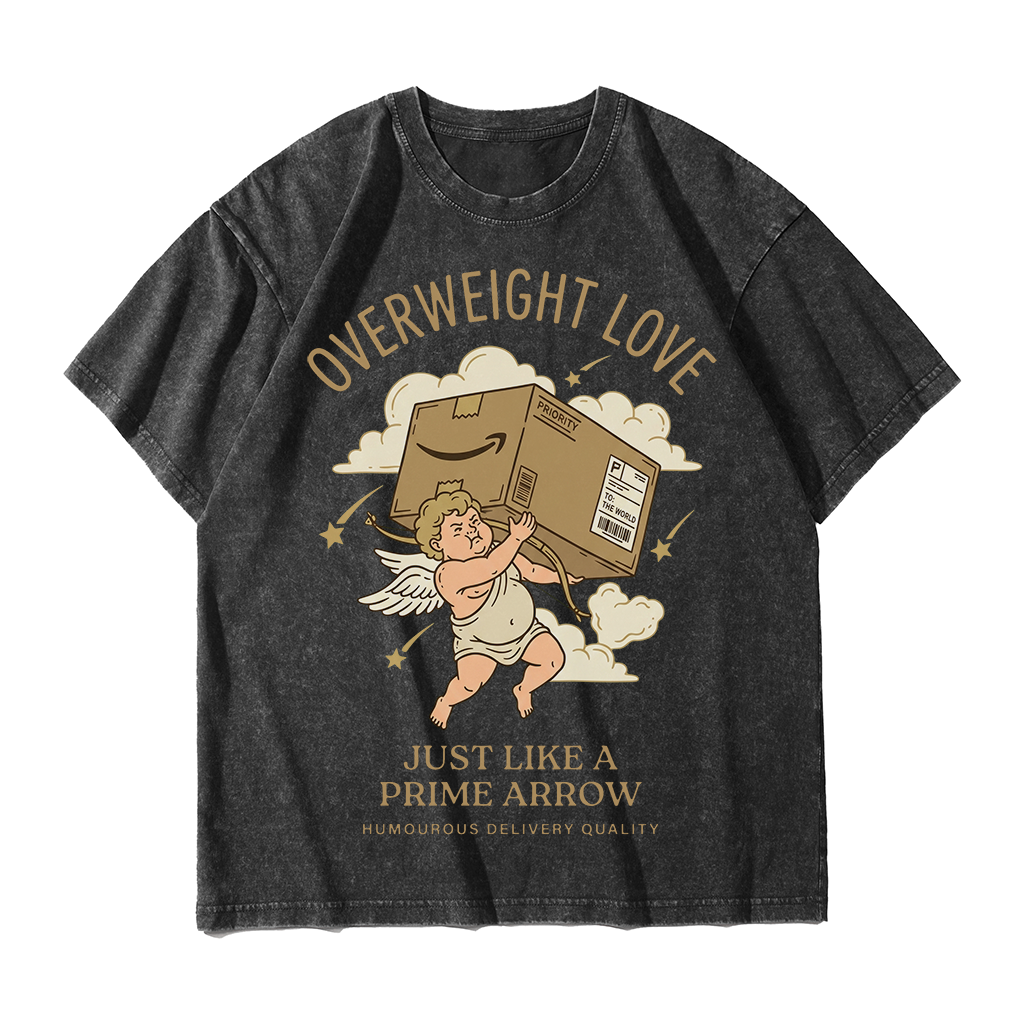 Overweight Love Cupid With Box Just Like A Prime Arrow Humorous Delivery Quality